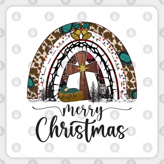 Merry Christmas Nativity Scene Rainbow Sticker by Etopix